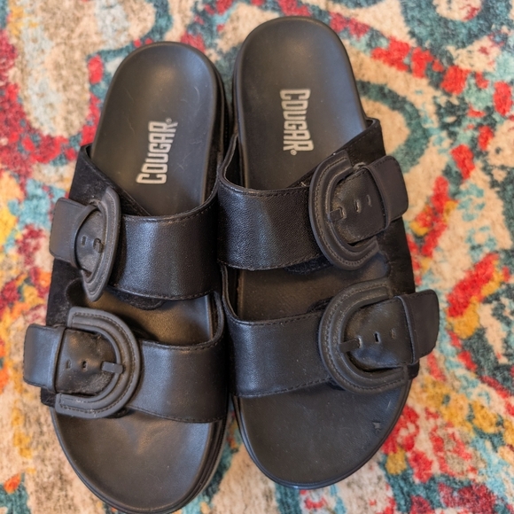 Cougar Pepa Buckle Platform Slide Sandals Size 7 Black - Picture 2 of 6